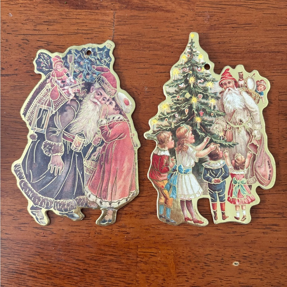 Vintage: Old World‎ Victorian Santa Die Cut Cardboard Ornaments